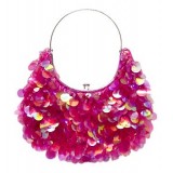 Evening Bag - Sequined & Beaded w/ Frame – Fuchsia – BG-8019FS